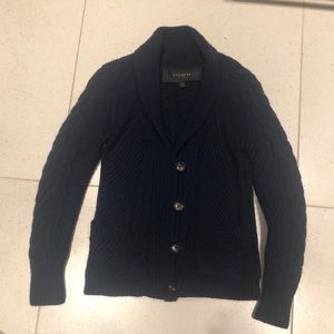 Coach fisherman knit cashmere sweater -navy